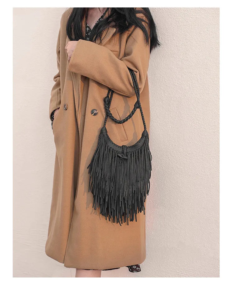 Double-Sided Tassel Design Crossbody Bag for Women