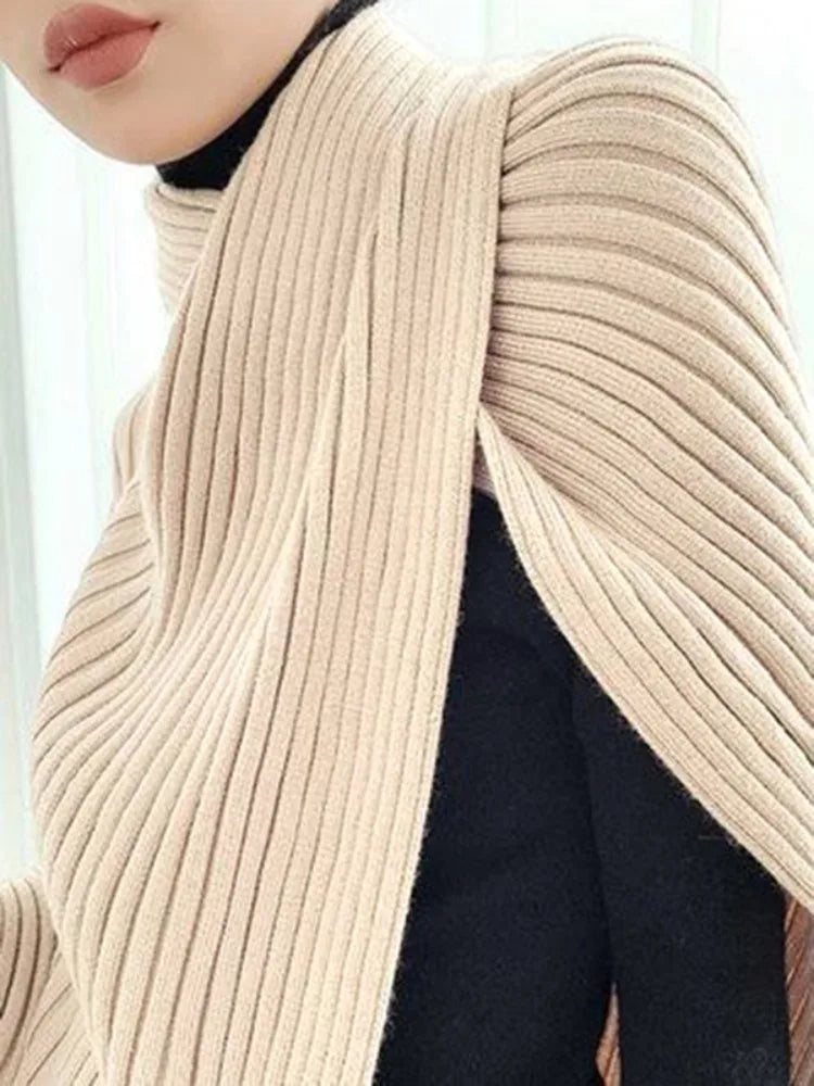 Gymystars High Neck Women's Sweater Solid Color Turtleneck Pullovers Fashion New Loose Asymmetric Split-Joint Casual Female Tops