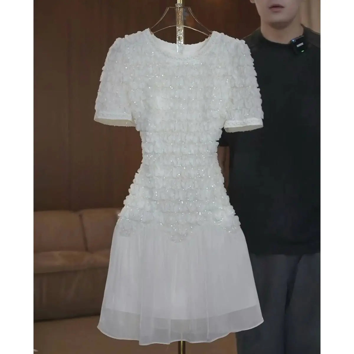 White French Inspired Light Luxury Short Sleeve Dress for Women