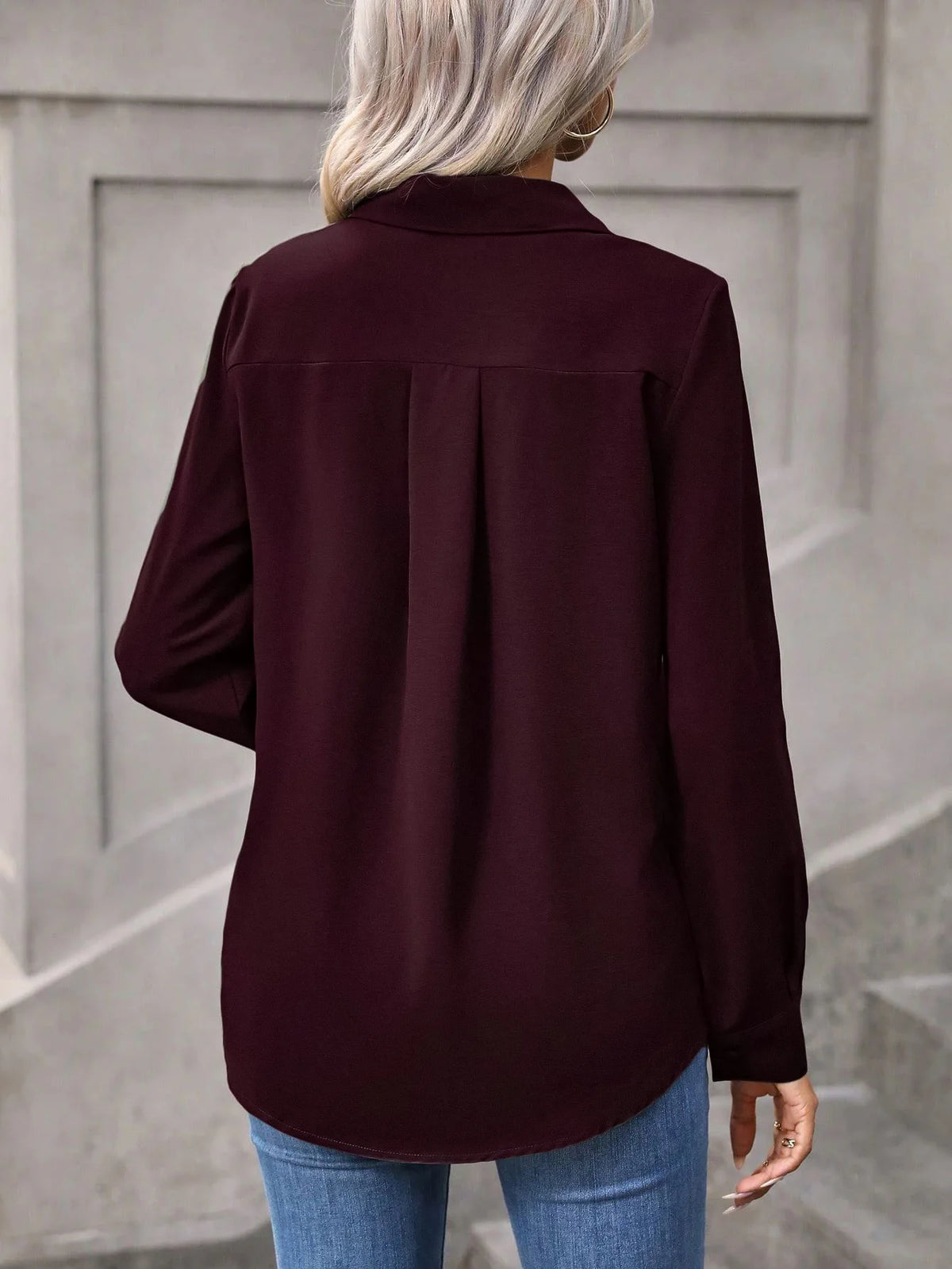 Solid Color Button Front Shirt