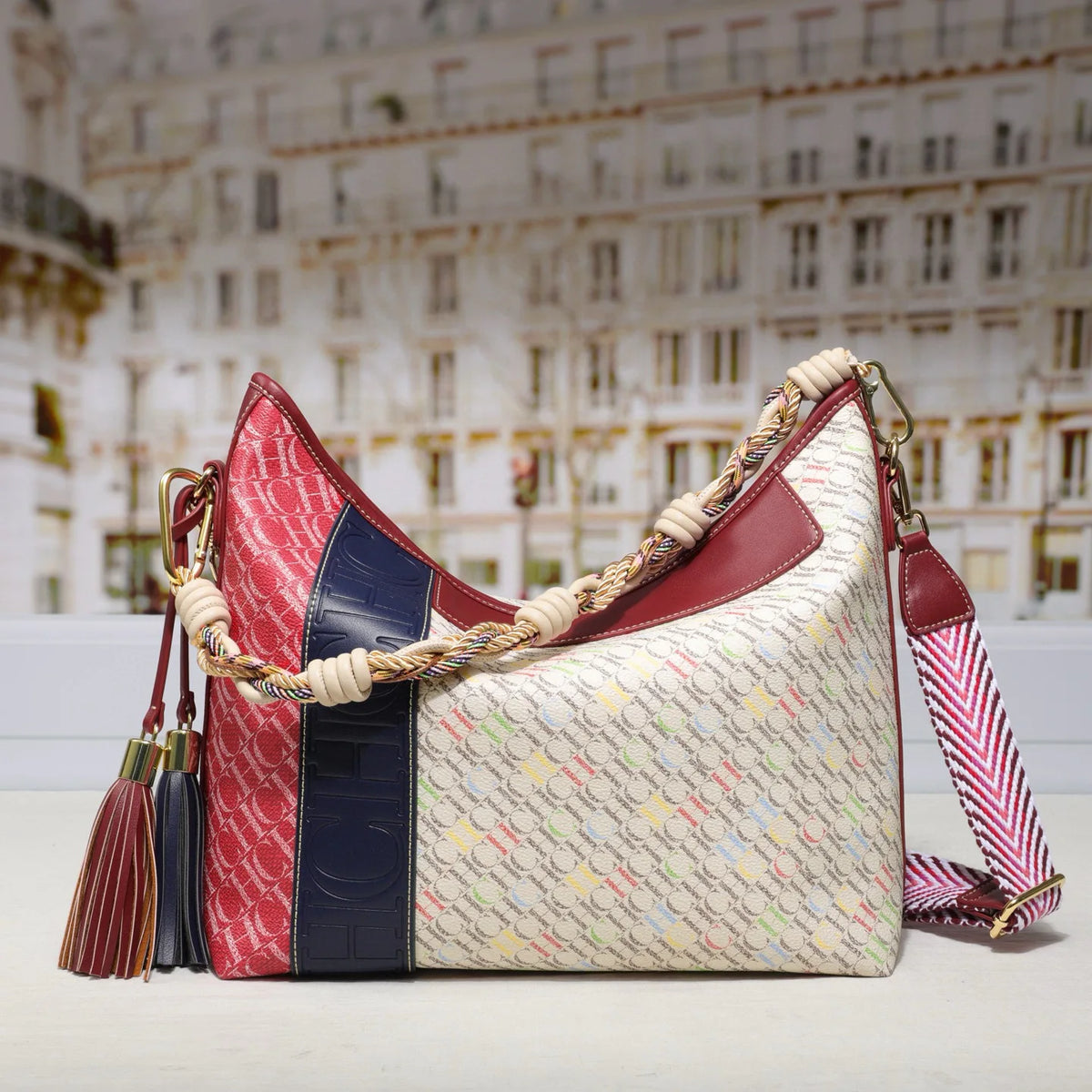 Textured Letter Print Tote And Crossbody Bag for Women