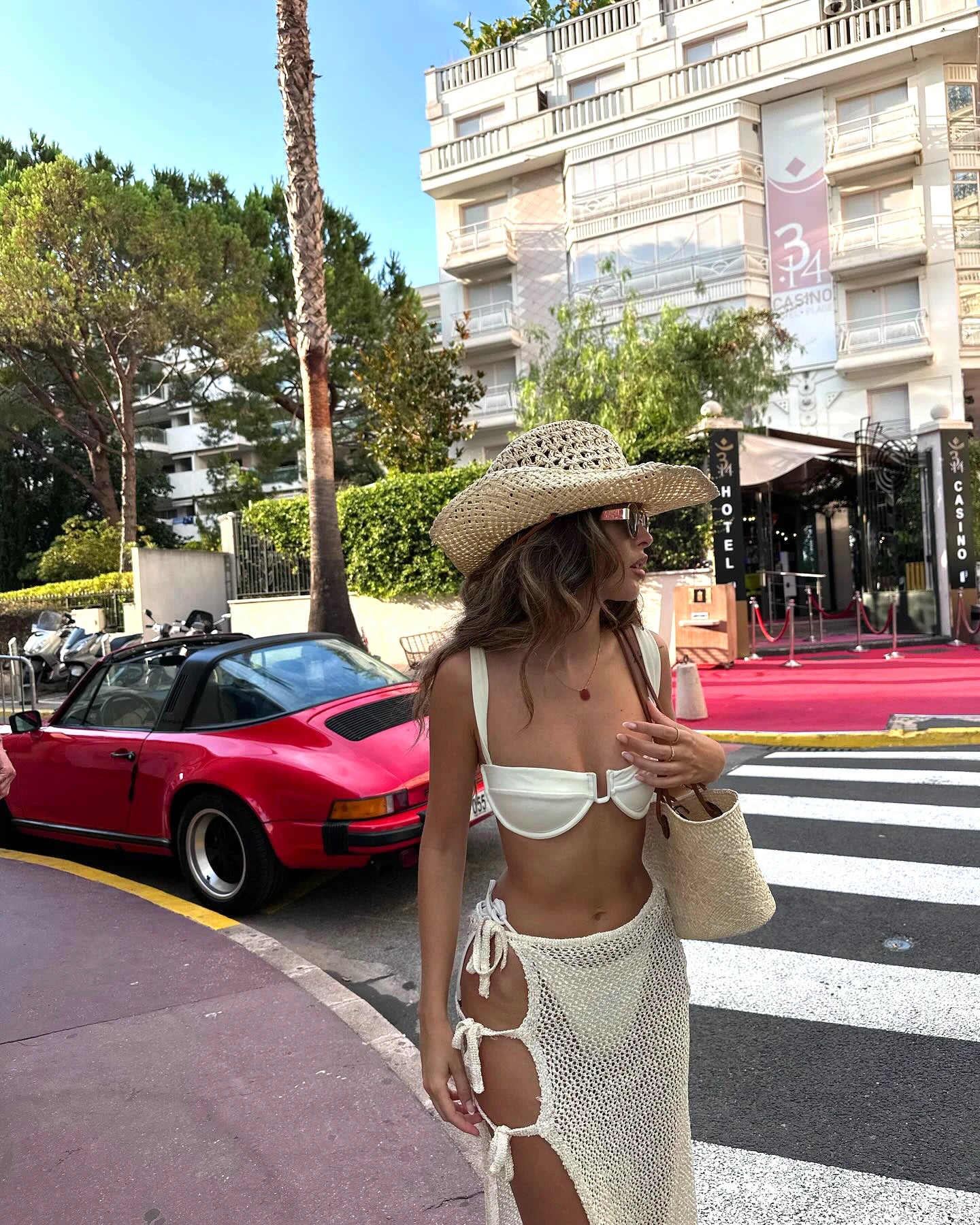 Sexy Summer Knit Cut Out Beach Half Skirt Women Chic Side Slit Lace-up Casual Wrap Skirts 2025 Pool Party Swimsuit Cover Up K249