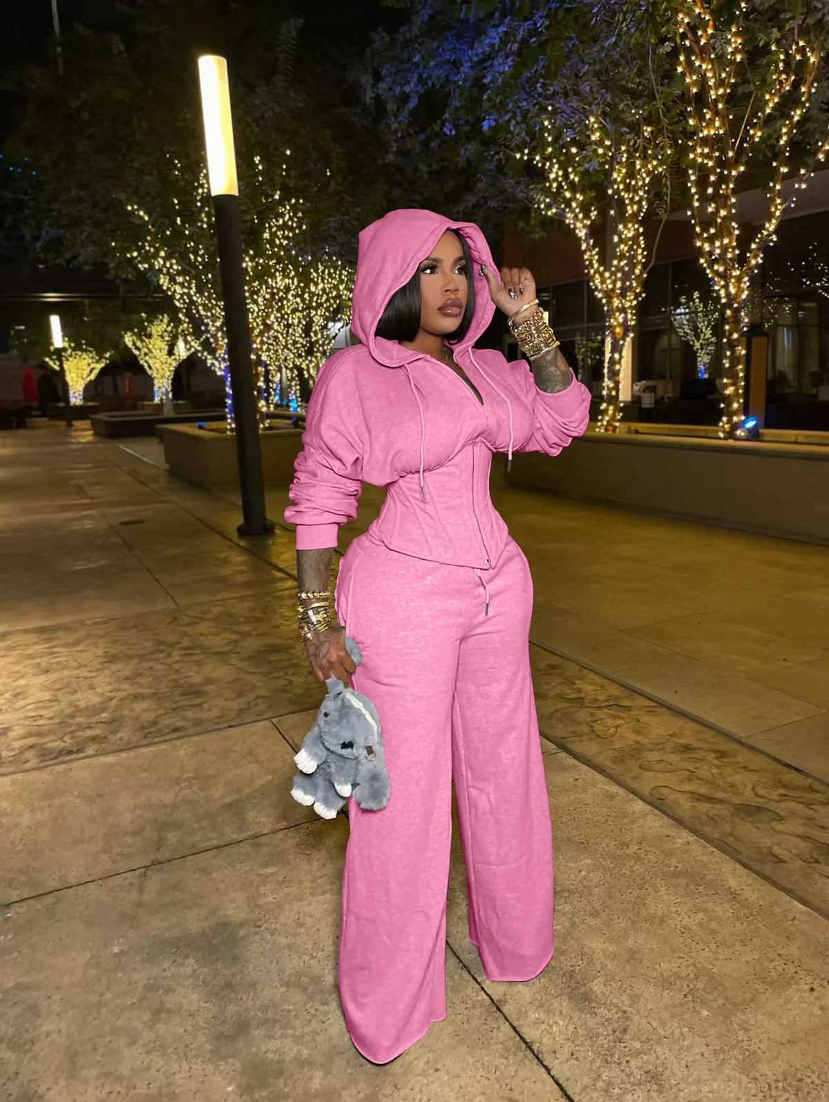 Loose Fit Hoodie And Jogger Tracksuit Set for Women