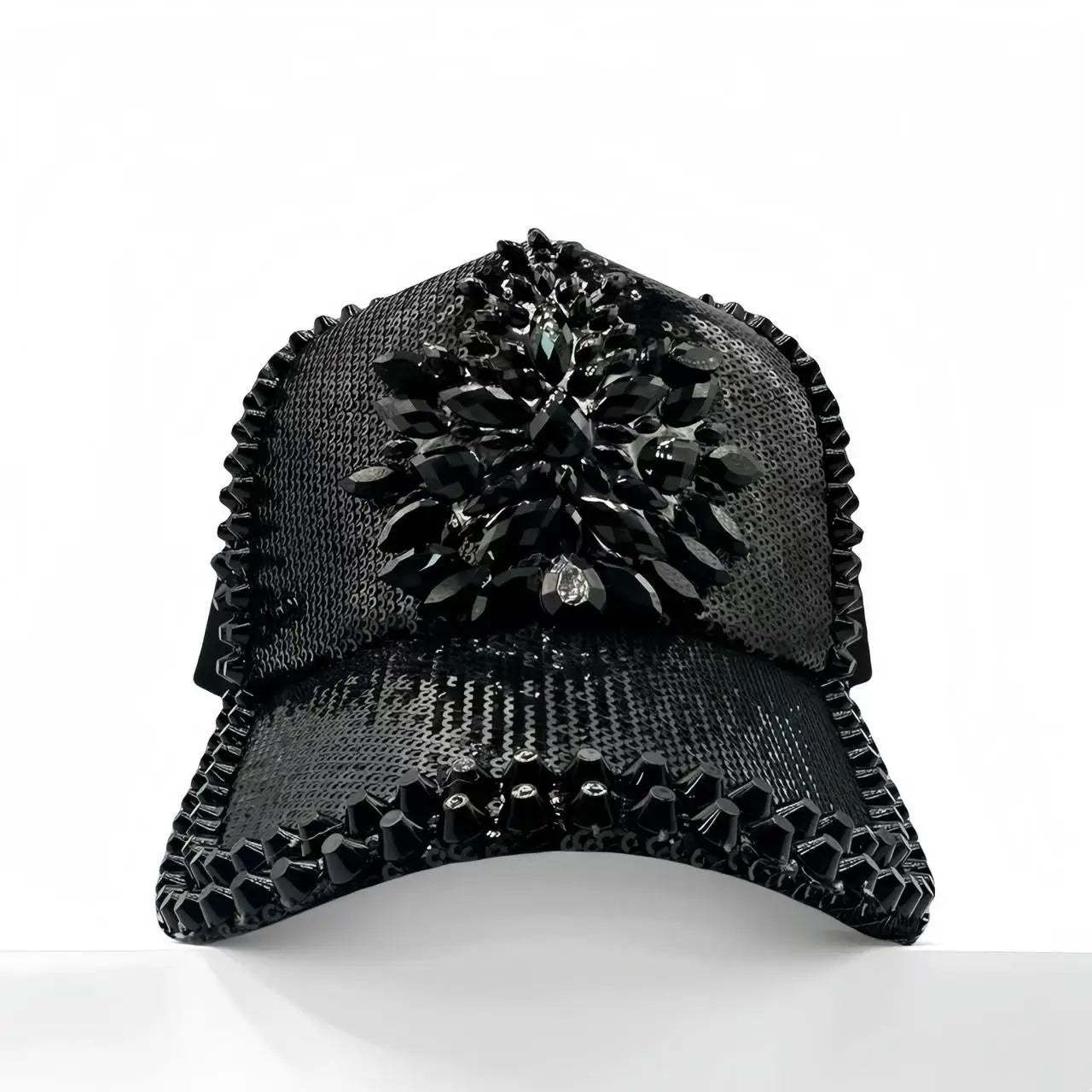 Black Luxury Steampunk Rhinestone Baseball Cap for Women