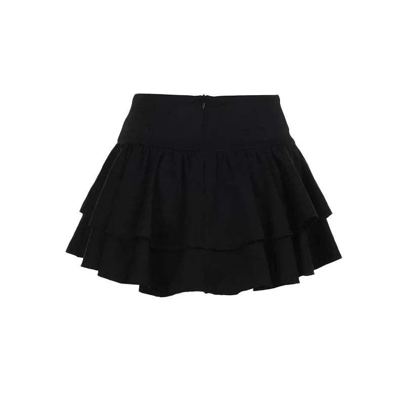 Cross Buckle Lace Embroidered Skirt
