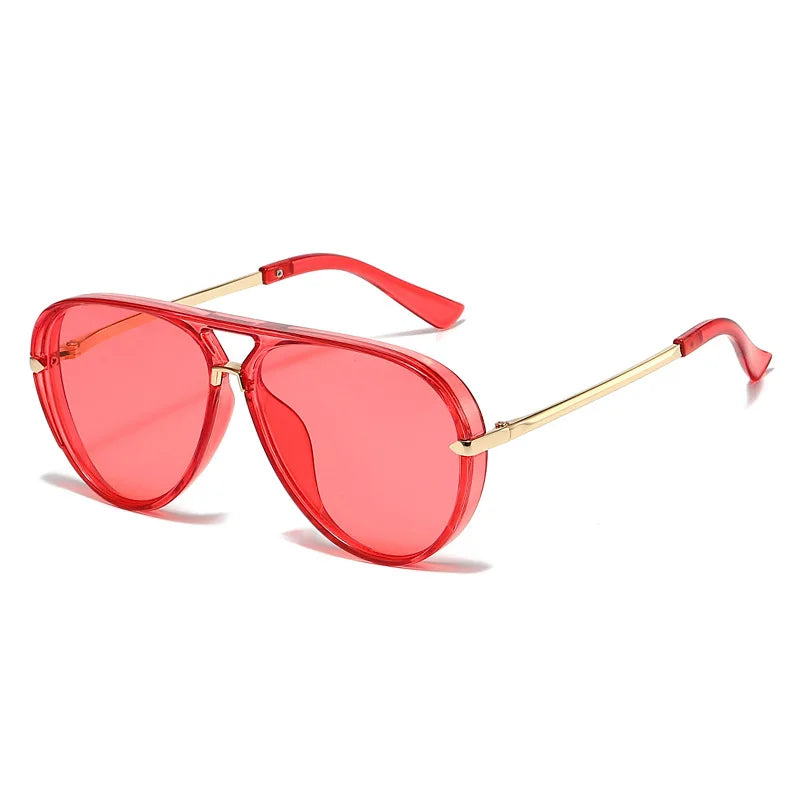 Green Pink Gradient Oval Sunglasses