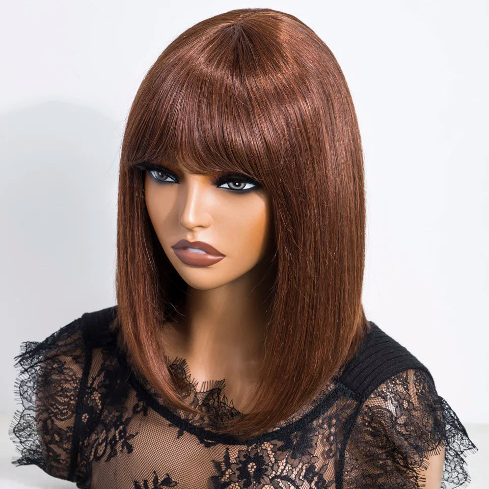 Glueless Short Straight Lace Closure Bob Wig for Women