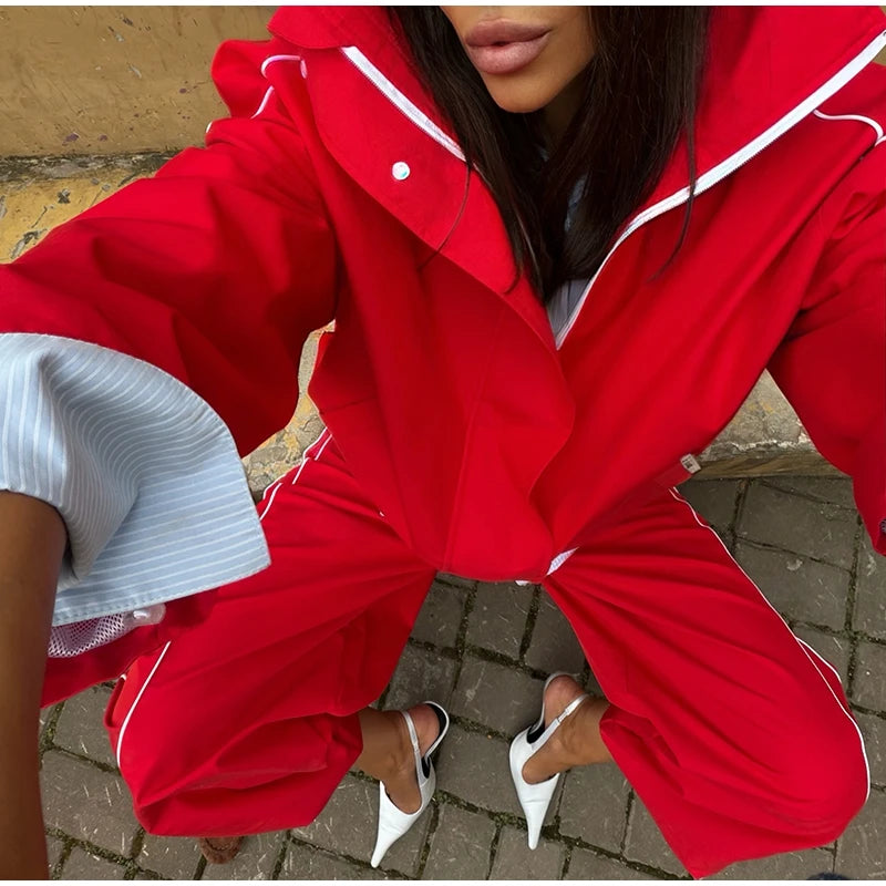 Elegant Loose Zip Up Casual Two Piece Set for Women