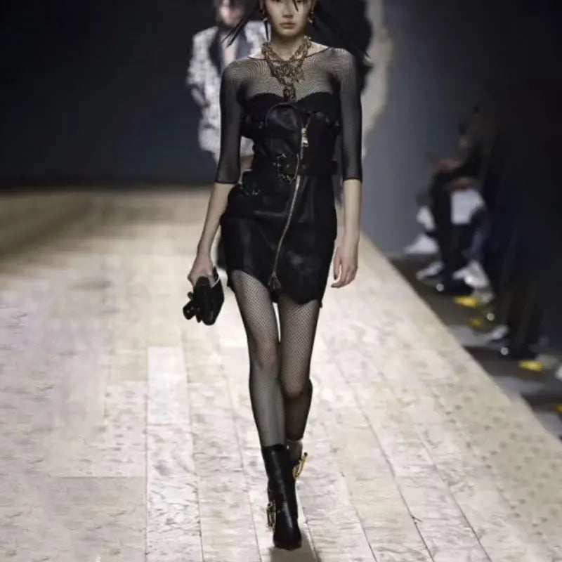 Shiny Metal Belt Buckle Side Zip Knee-High Boots for Women