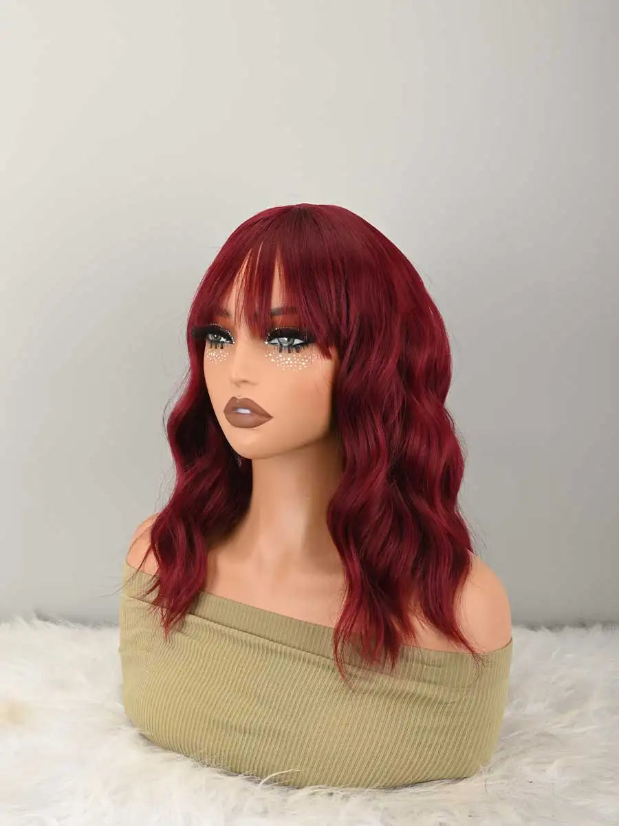 Soft Natural Curly Bob With Bangs Stylish Wig for Women
