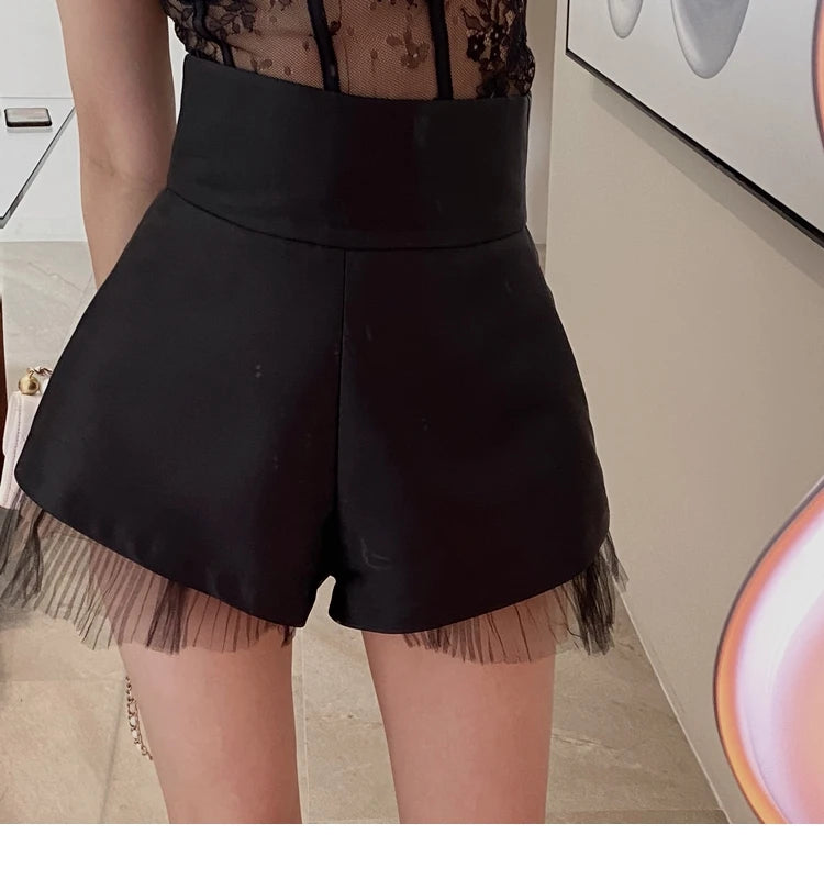 Fashion High-waisted Fluffy Pants 2025 Spring and Summer New Satin Casual Loose Wide-leg Suit Shorts Women's Versatile Shorts