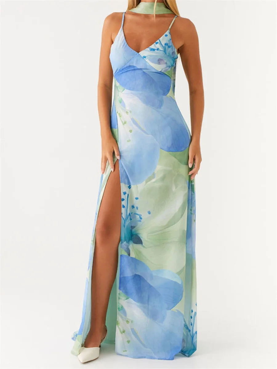 Stand Out in Style with Our Multi-color Halter Print Dress - Available in S, M, L, XL