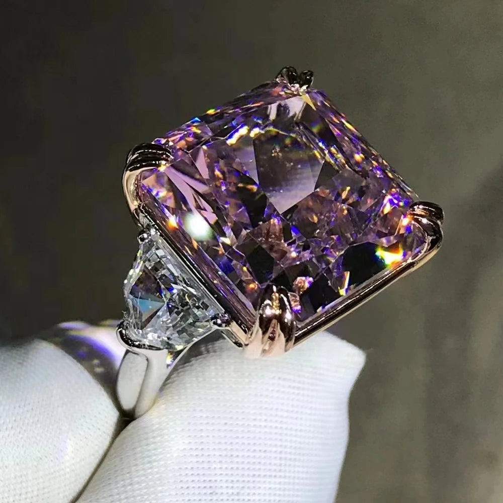 WUIHA Real 925 Sterling Silver Radiant Cut 20CT VVS1 G Color Synthetic Diamond Gem Ring for Women Anniversary Gift Drop Shipping