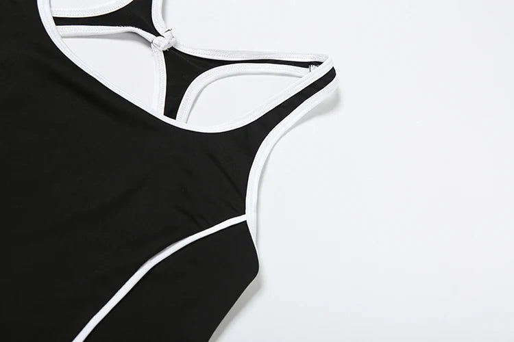 Cutenew Panelled Stripe Women Jumpsuits Casual Summer Sporty O-neck Sleeveless Backless Skinny Overalls Female Active One Piece