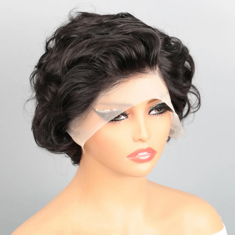 Short Curly Lace Frontal Human Hair Wig for Black Women