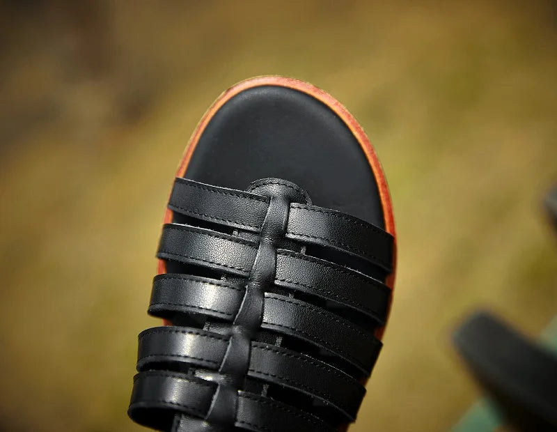 Summer Leather Handmade Gladiator Buckle Sandals for Women