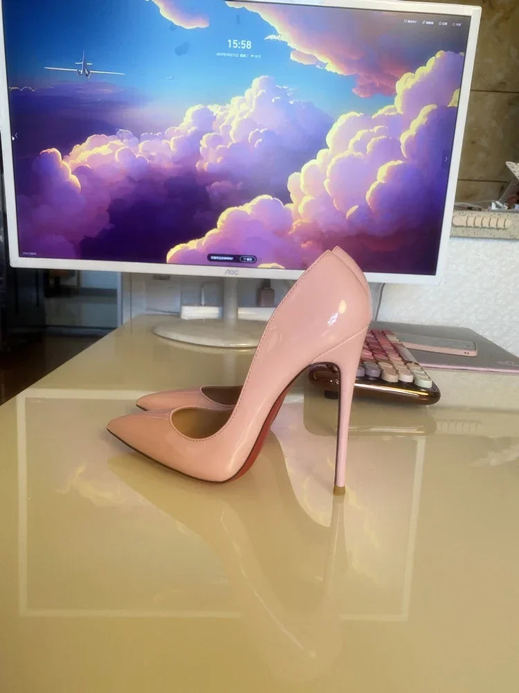 Pointed Patent Leather Slim High Heel Pumps for Women