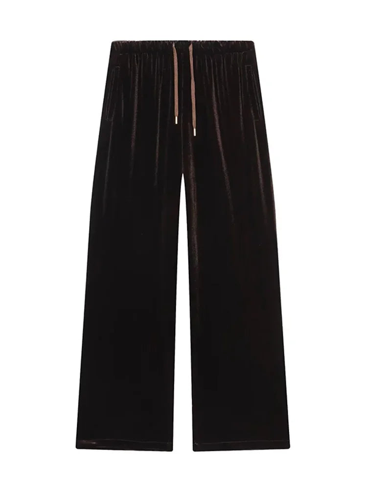Chic Casual Velvet Hoodie Coat and Pants Set for Women