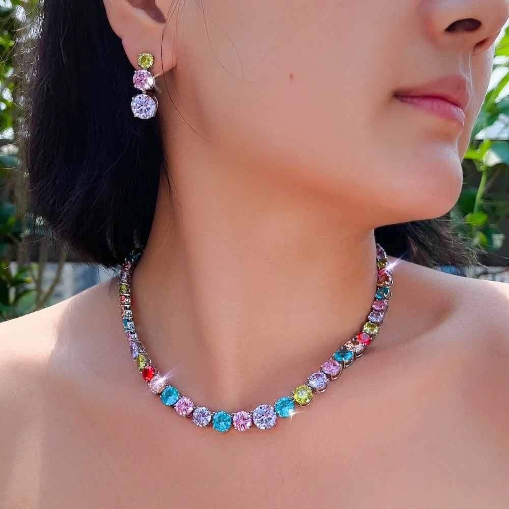 Purple CZ Necklace And Earring Set