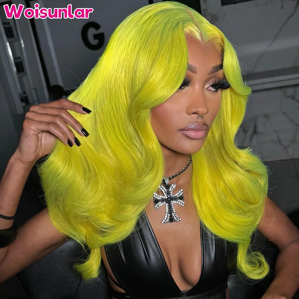 34 Inches Light Yellow Lace Frontal Wigs Human Hair 13x4 13x6 Transparent Lace Body Wave 200% Black Women Natural Human Hair Wig