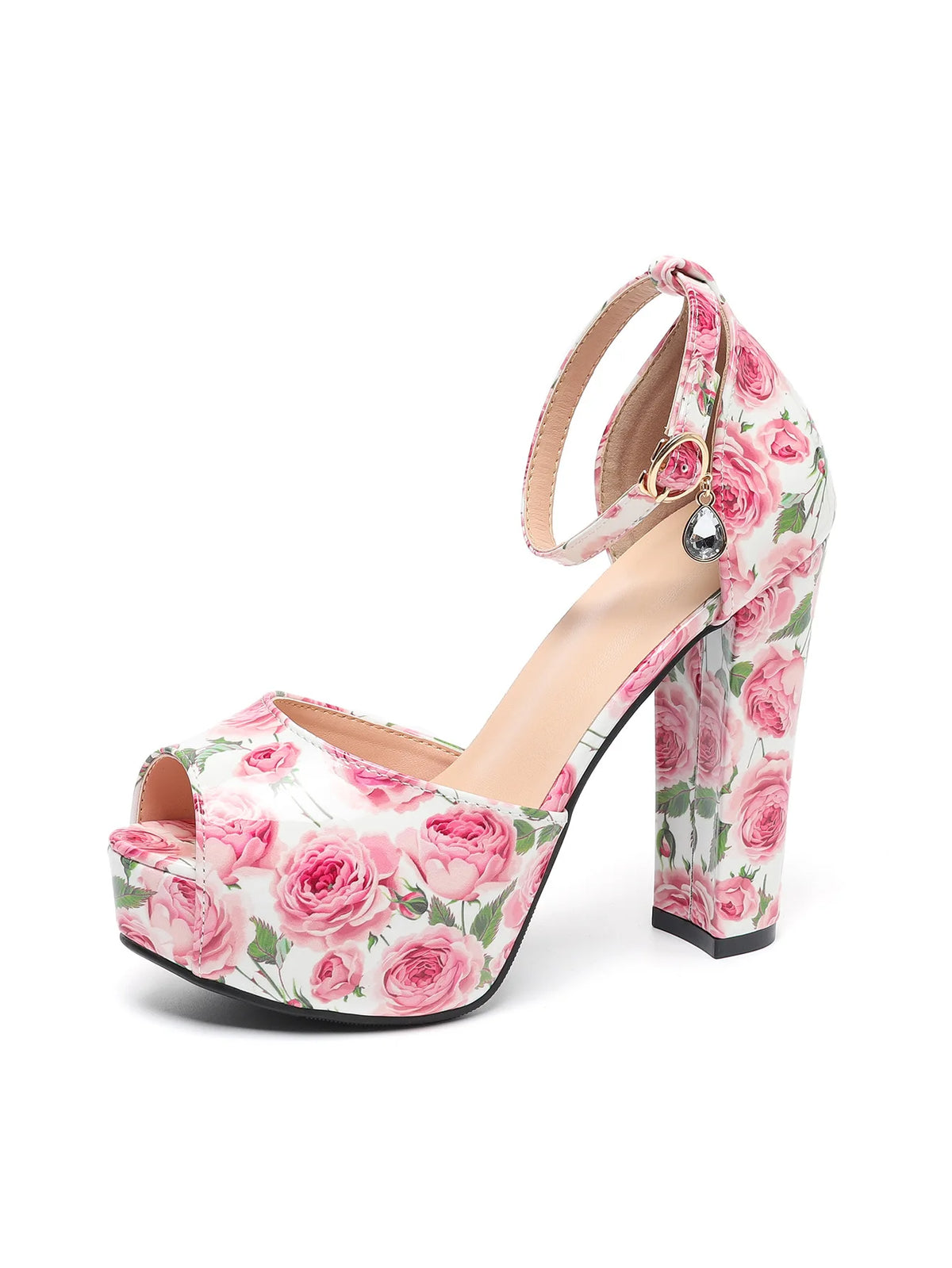 Platform Pink Print Summer High Heel Sandals for Women