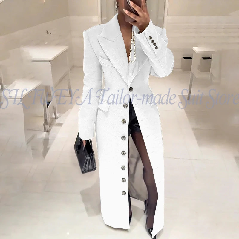 Elegant Slim Fit Blazer With Notched Collar For Women