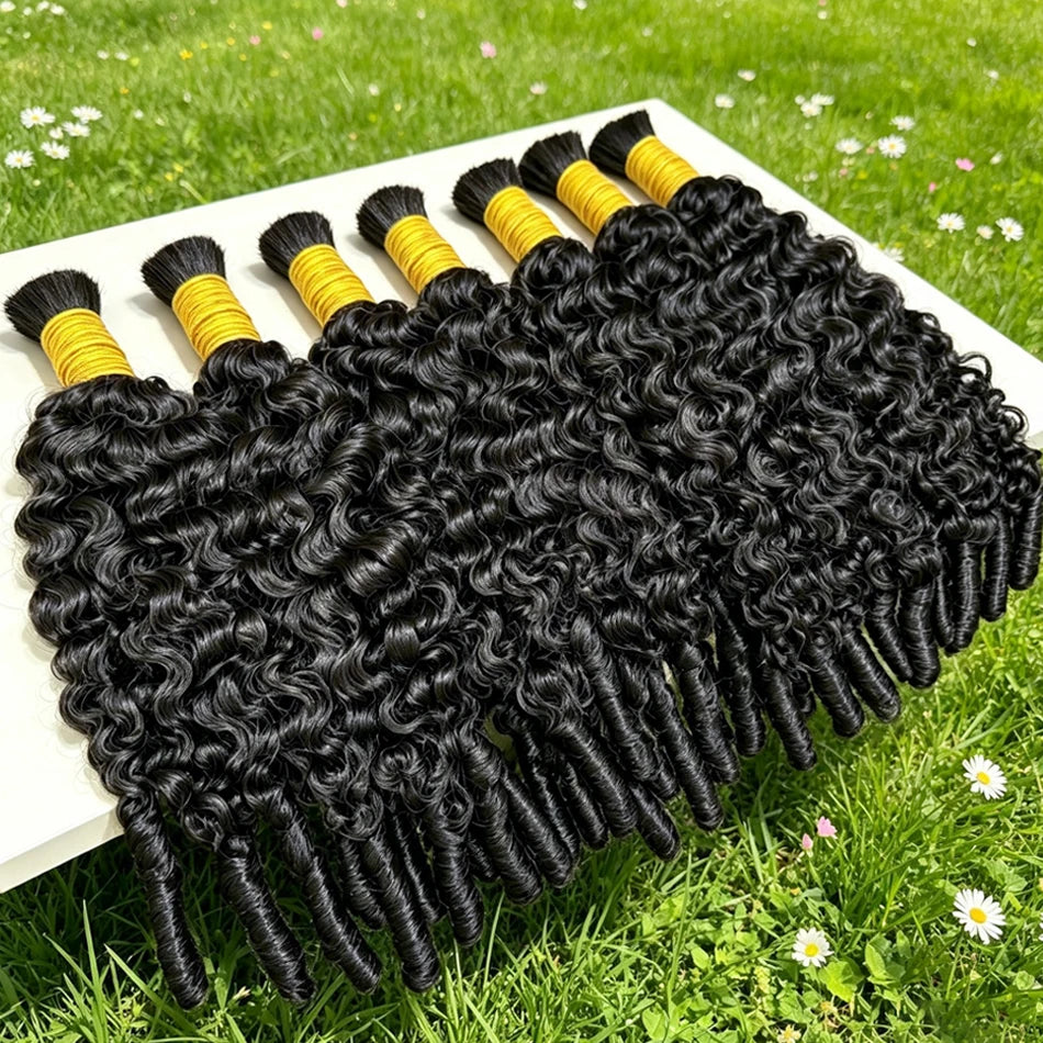 Natural Burmese Curly Human Hair Braiding Extensions for Women