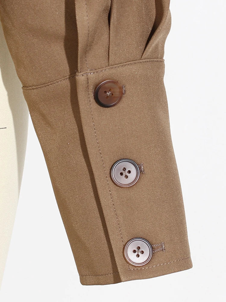 Caramel Shirt and Wide Leg Pants Two Piece Set for Women