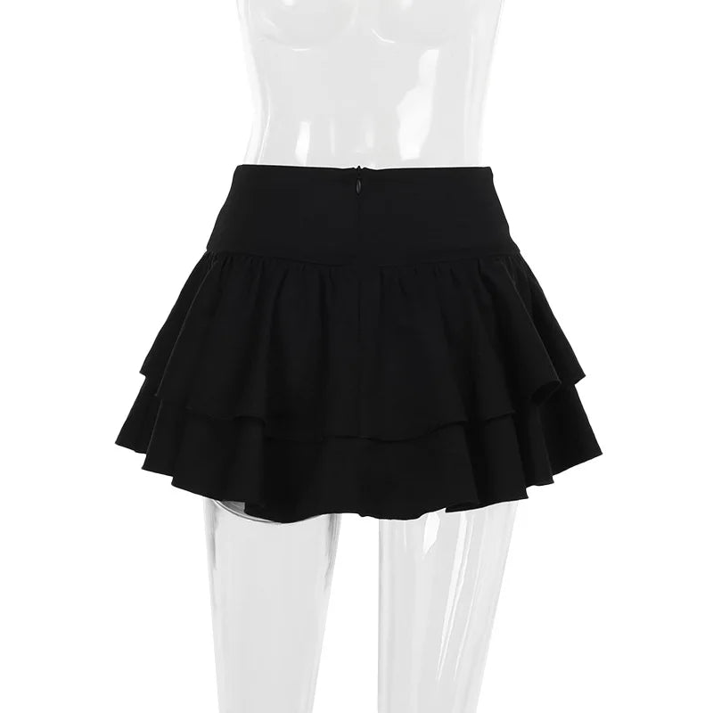 Cross Buckle Lace Embroidered Skirt