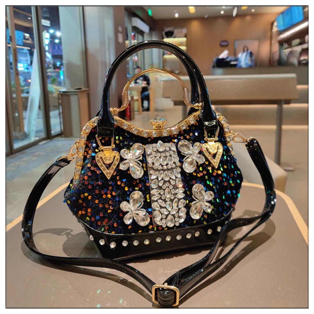 Crystal Sequin One Shoulder Crossbody Handbag for Women