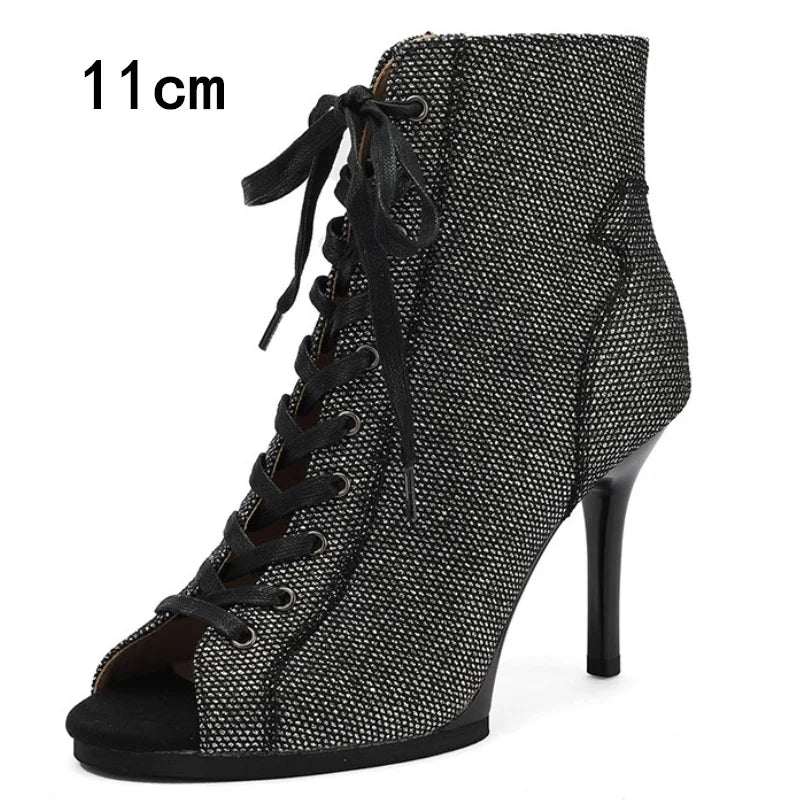 Peep Toe High Heel Zipper Ankle Boots