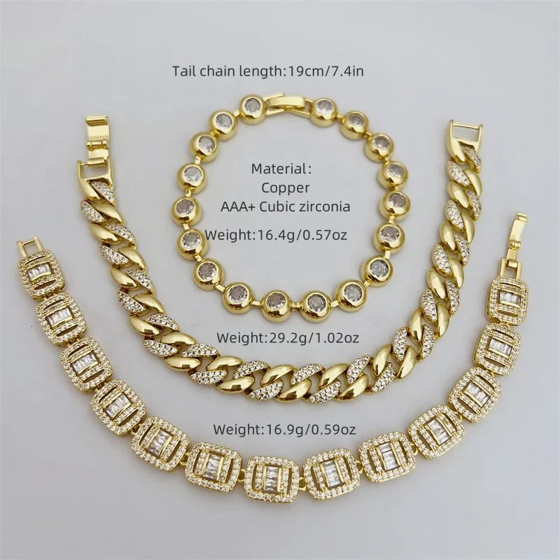 Gold Plated Zircon Chain Bracelet