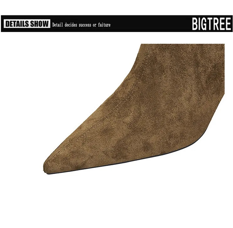 Suede Pointy Toe Sock Stiletto Boots