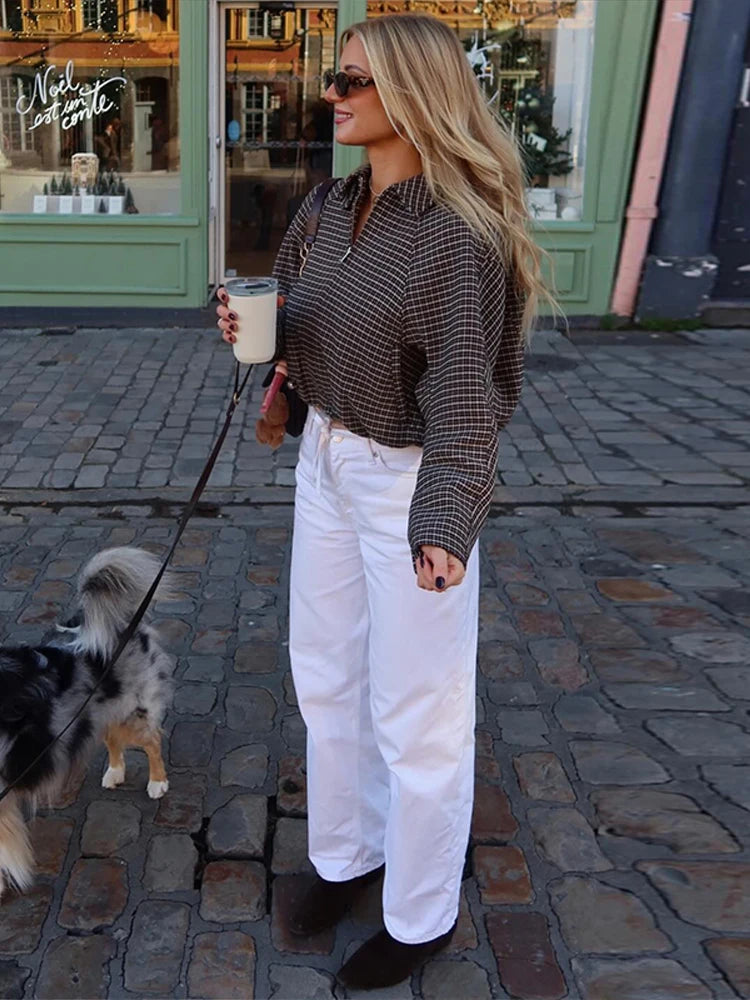 Vintage Plaid Women 's Jacket Elegant Lapel Patchwork Full Sleeve Zipper Cropped Jackets Lady 2026 Woman Spring Coats Outwears