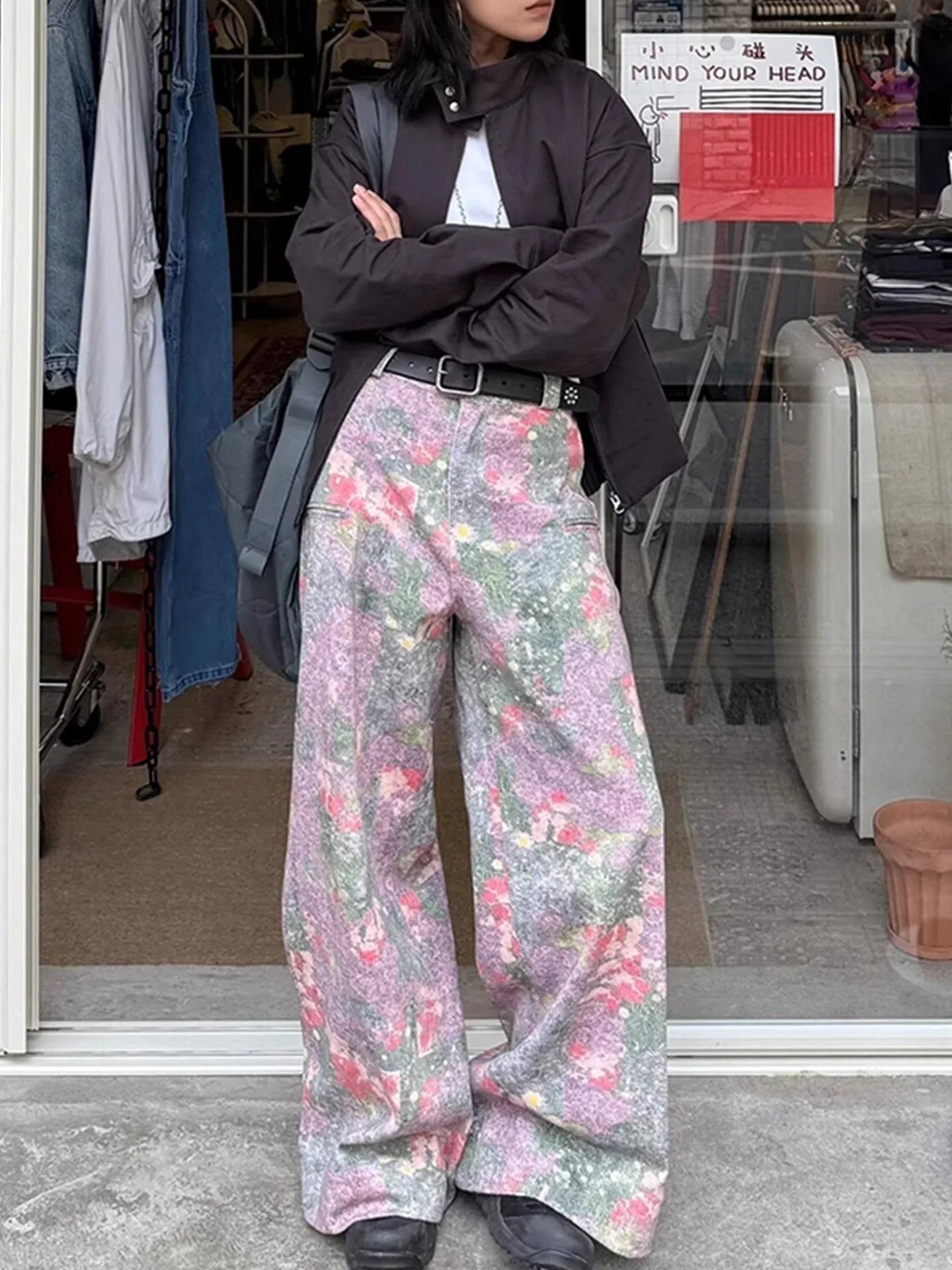 Women Printing Vintage Baggy Jean Design Korean Fashion Chic Shoujo Grunge Japanese Y2K Harajuku Denim Pants 2000s High Street