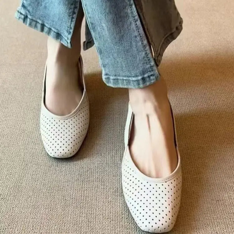 Soft Leather Square Toe Pumps