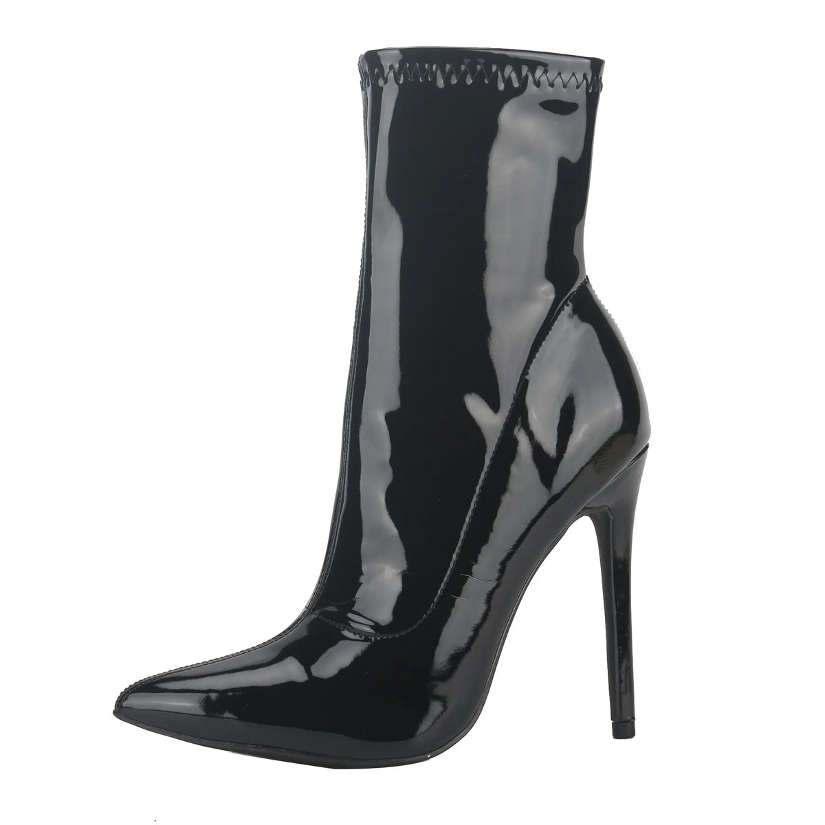 Glossy Patent Leather Ankle Boots with Thin Heels for Women