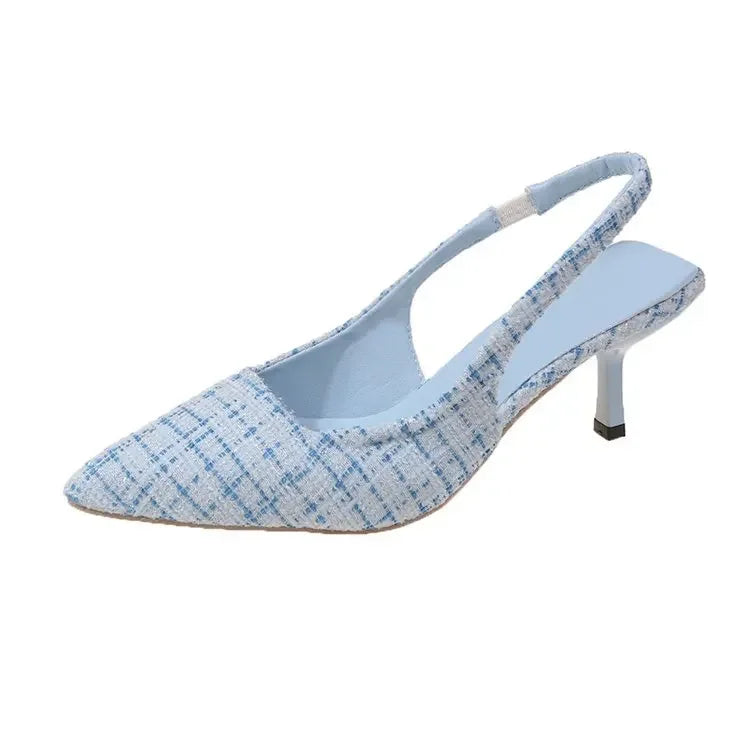 Elegant Blue Pointed Toe Slingback Pumps for Women