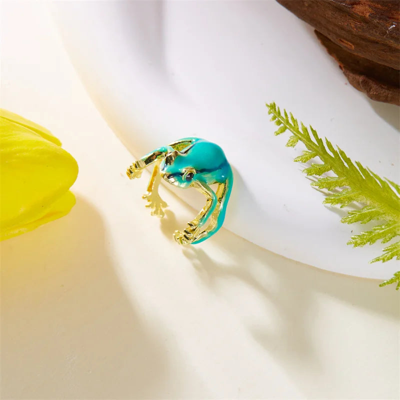 Adjustable Green Tree Frog Ring