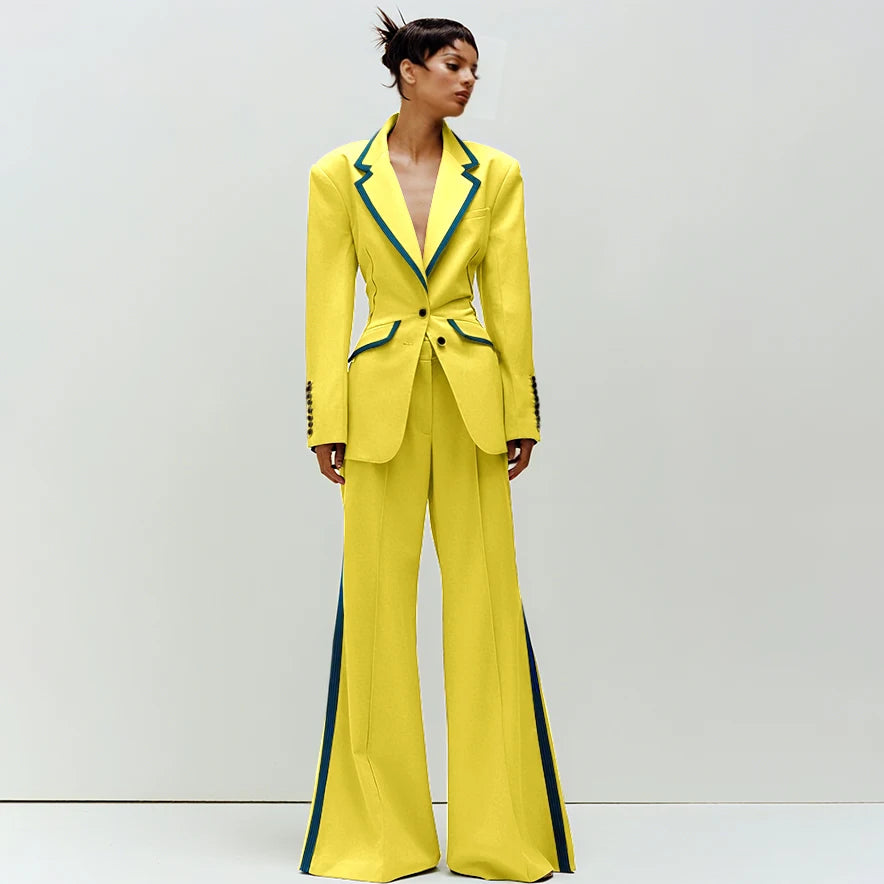 Tailored Notched Collar Two Piece Suit Set For Women