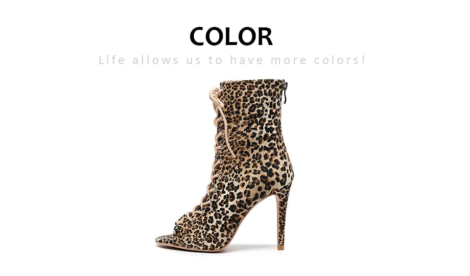 Leopard Print Latin Ballroom Dance Heels for Women