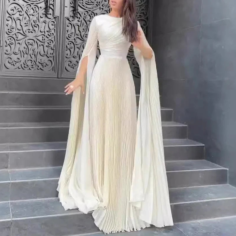 Pleated Solid Color Robe Dress