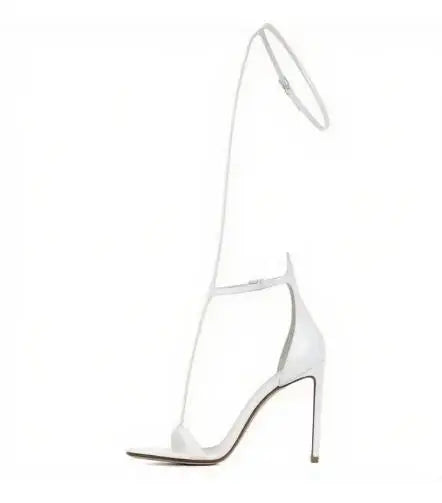 Crystal T Strap Gold High Heel Sandals