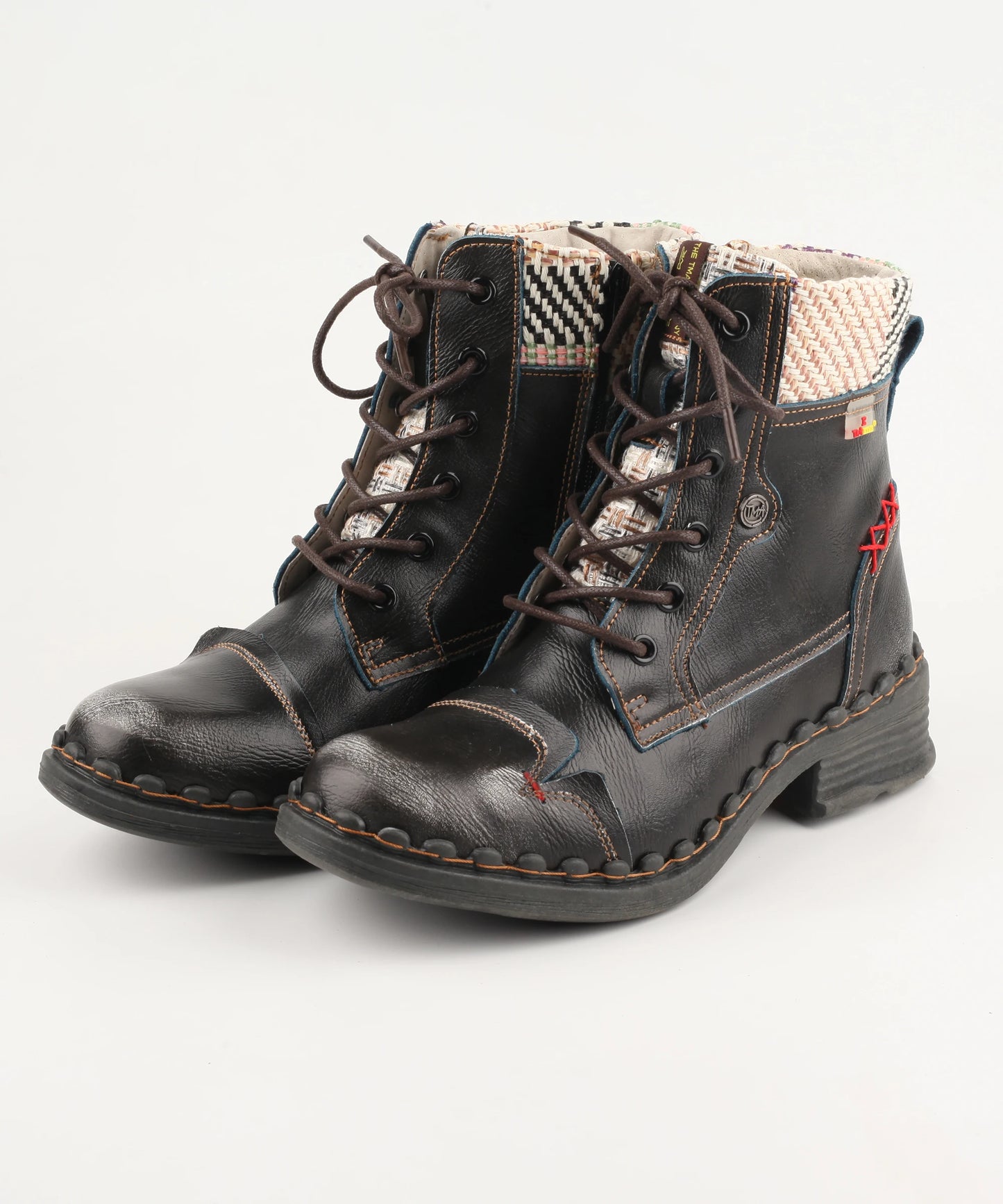 Genuine Leather Patchwork Ankle Boots