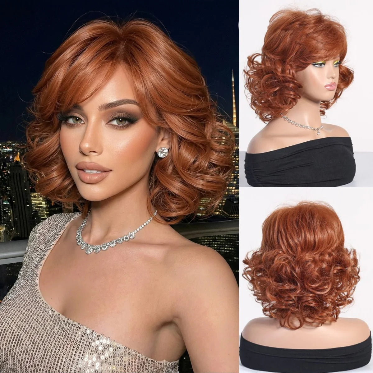 Platinum Blonde Short Wavy Bob Wig With Bangs for Women