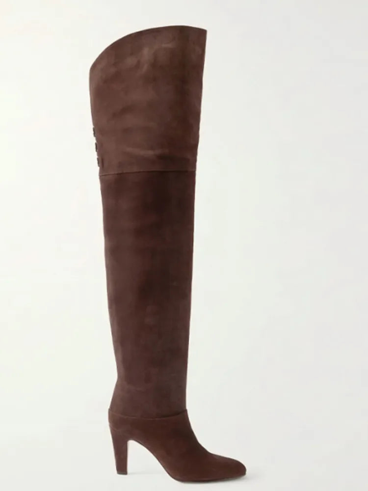 Plus Size Wide Calf Leather Over The Knee Boots for Women