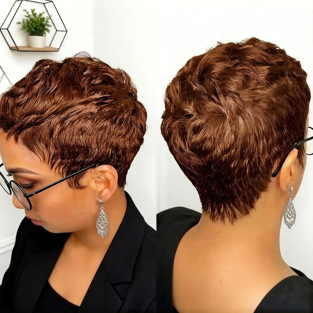 Elegant Straight Pixie Cut Human Hair Wig For Women