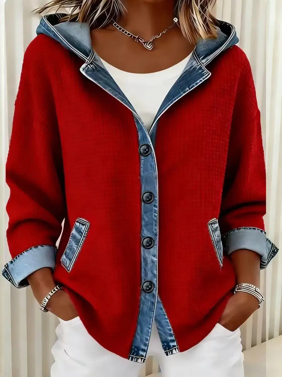 Plaid Oversized Cardigan Loose Cozy Flannel Hooded Cardigan Vintage European Chunky Knit Cardigan Button Front Warm Hoodie