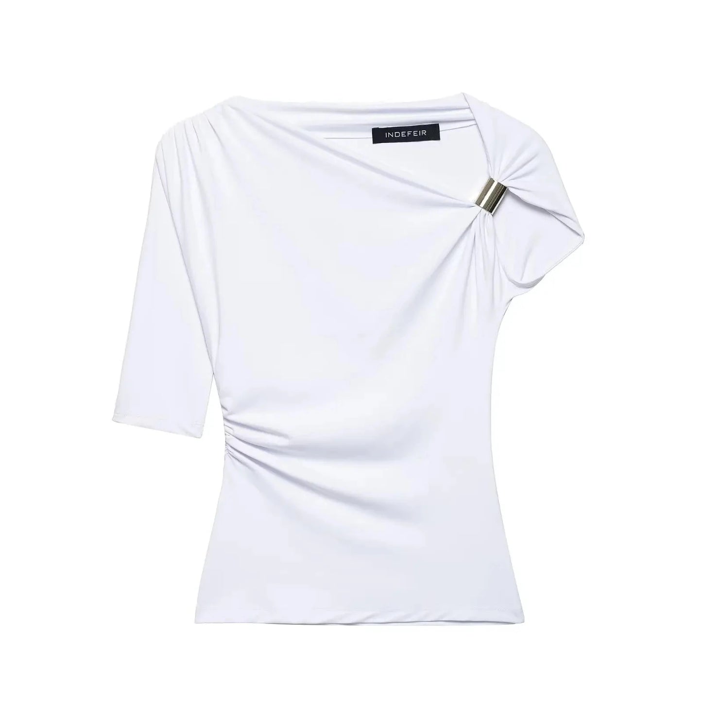 Chic Asymmetrical Wrinkled One-Shoulder Top for Women