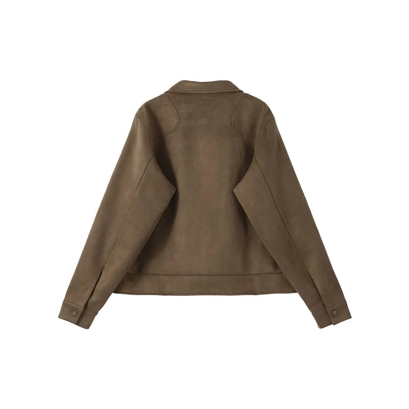 Elegant Metal Button Asymmetric Coat With Turn Down Collar for Women